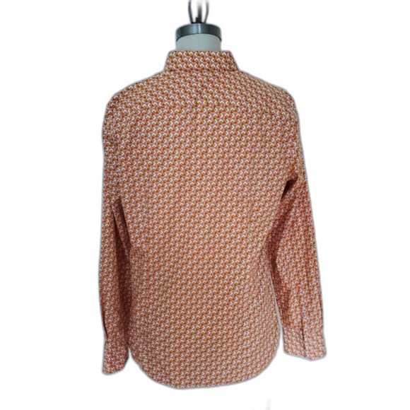 Lands' End No Iron Supima Oxford Button Down Shirt Womens Medium Orange Graphic - Picture 3 of 6